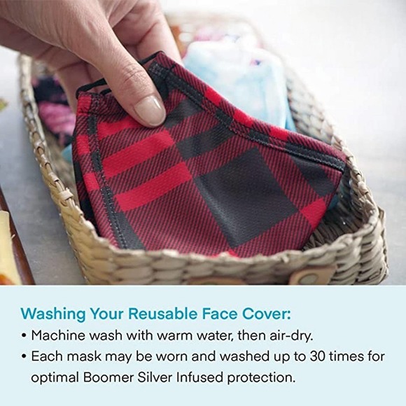 3 XL Boomer Naturals Silver Infused Cloth Face Masks -Navy Blue, Gray, Camo Blue - Picture 9 of 9